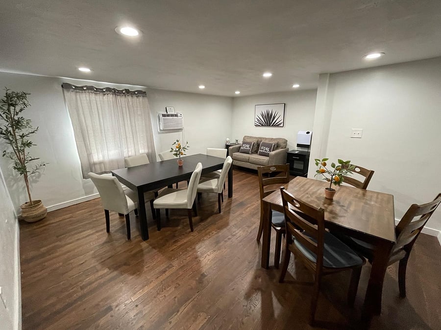 Shared living room feature ample room for eating your favorite meals.