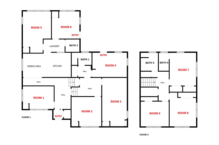 Room number highlighted in RED!