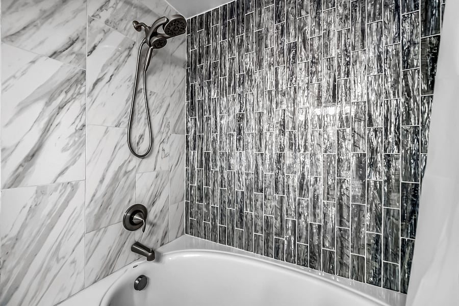 large shared bathroom with a tub!