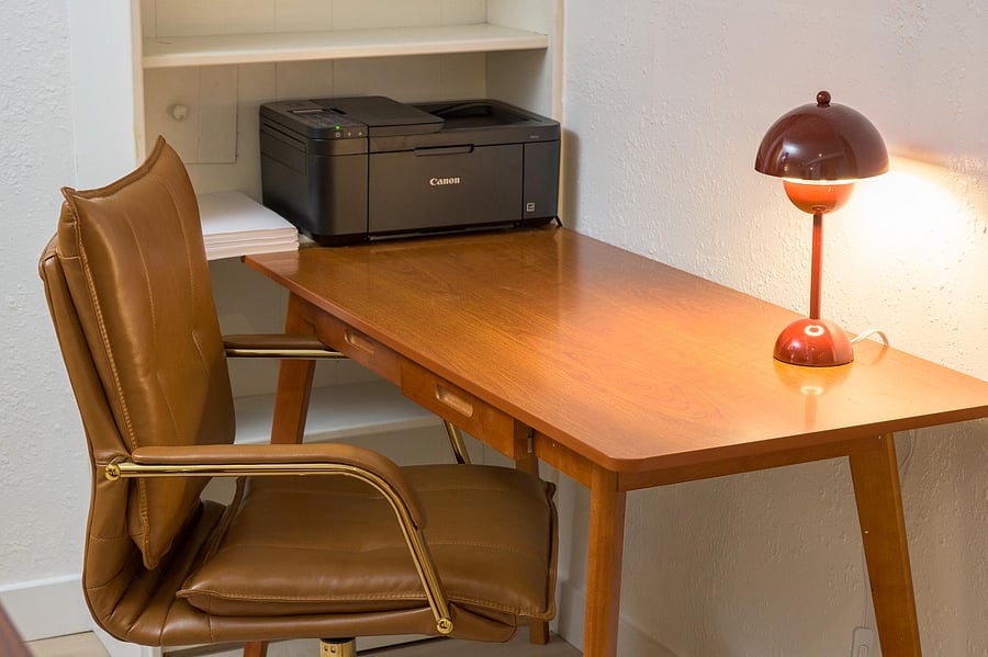 Dedicated workspace with printer in the basement!