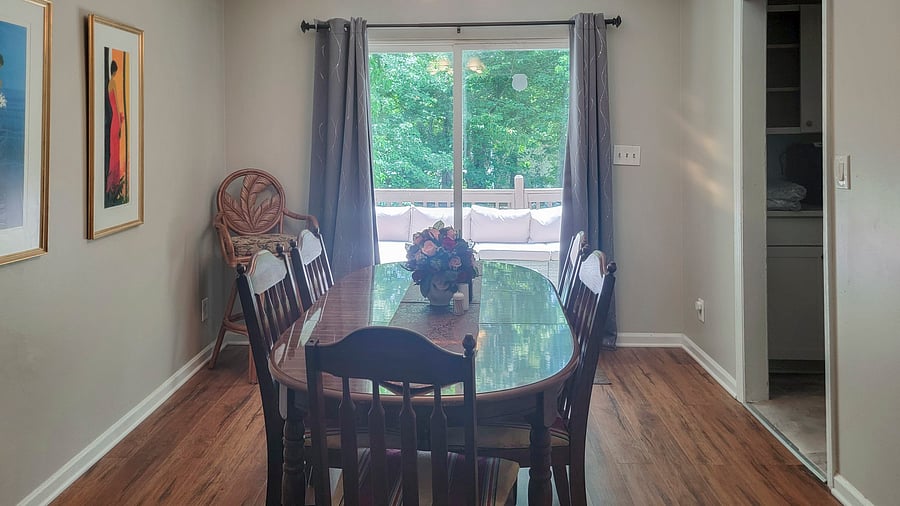 dining room table opens up to patio