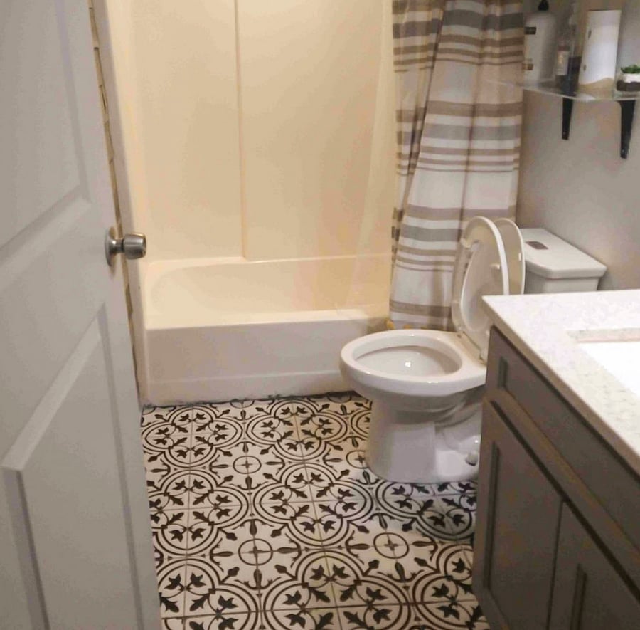 Bathroom attached to the primary bedroom