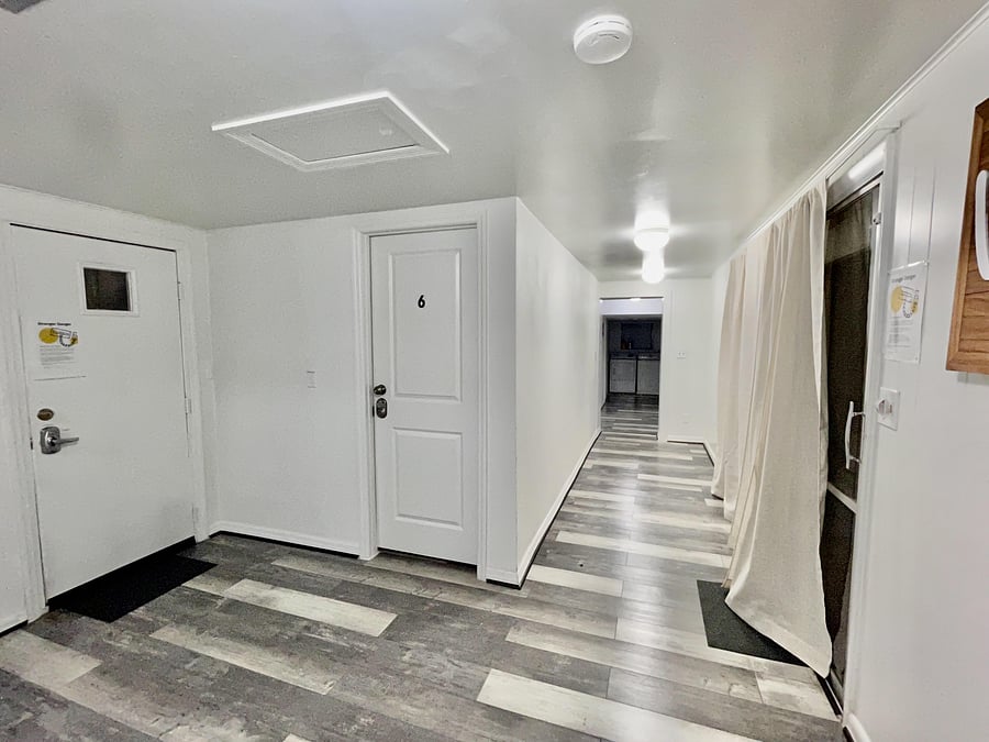 hallways and door to backyard.