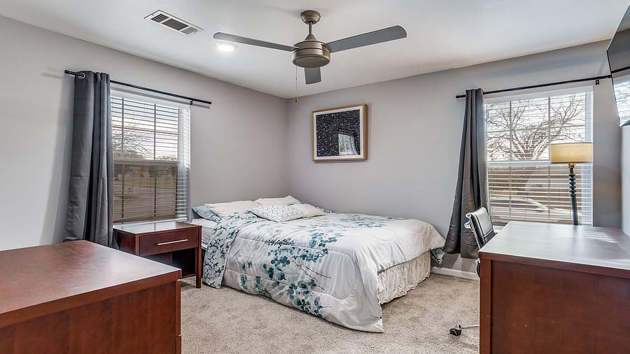 Hotel-quality queen mattress and side table