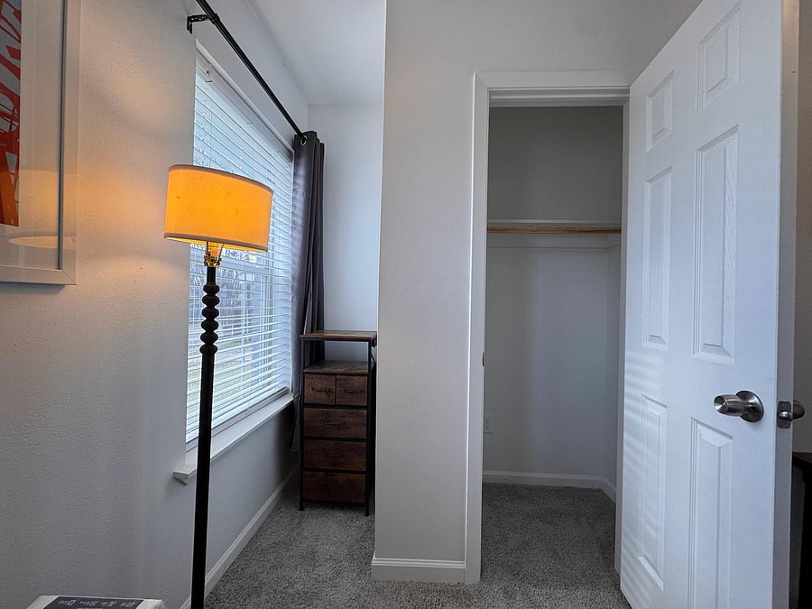 Reach-in closet and 5-drawer chest