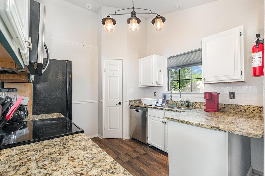 Fullybstocked kitchen with pantry and Coffee maker