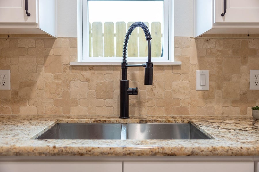 One of two kitchen sinks