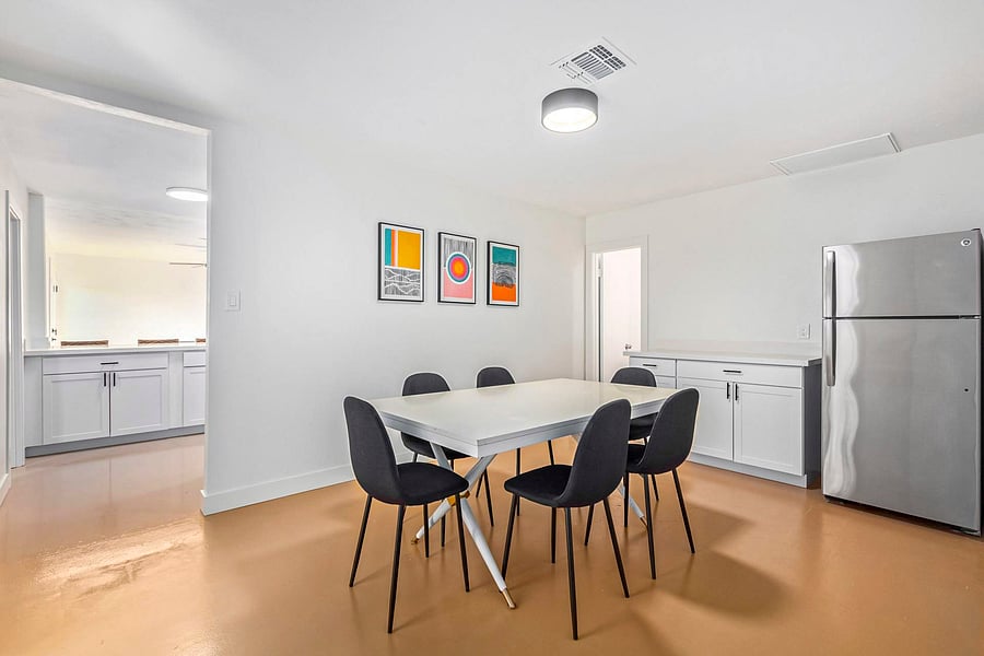 Dining area with an additional refrigerator