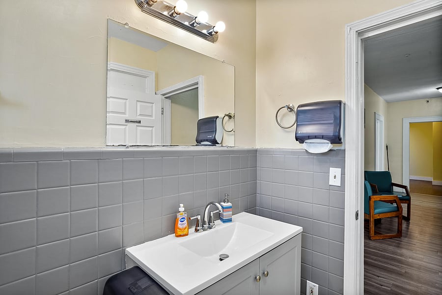 Bathroom A
Bathroom C FULL bathroom equipped with a full shower, toilet paper, paper towel, and secure door lock