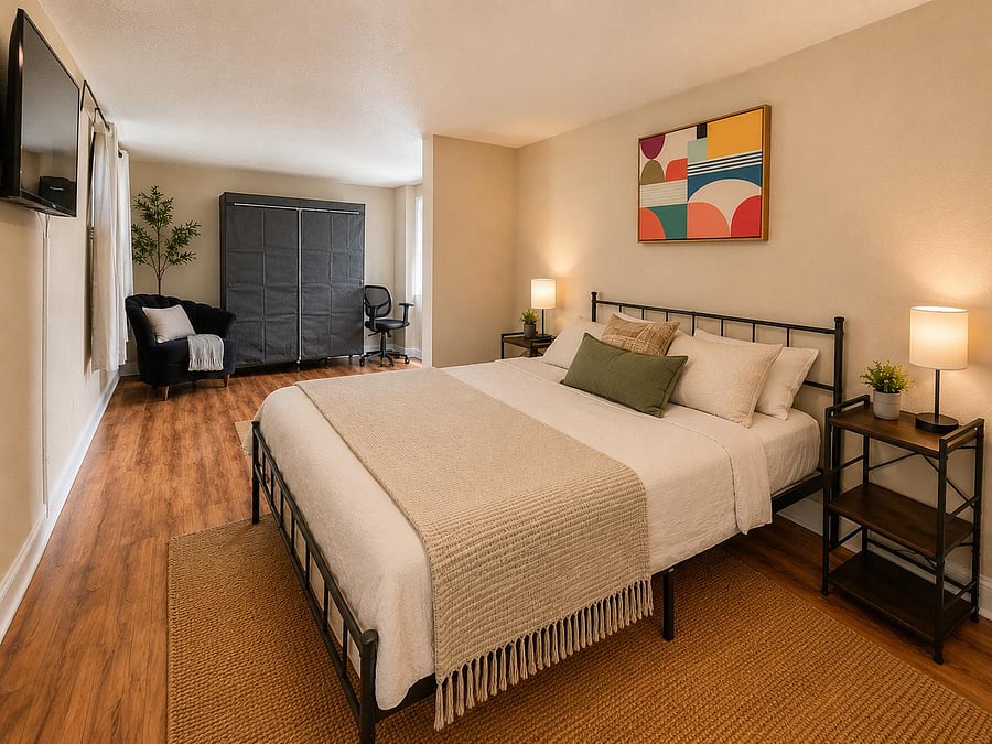 Full-Size Bed with two night stands