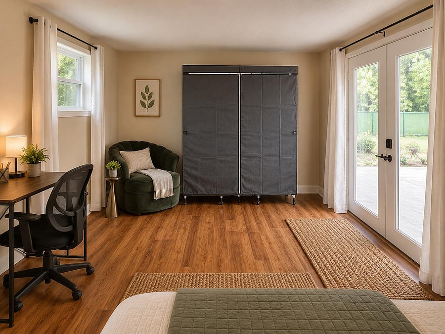 Portable Closet and Private Back Entrance