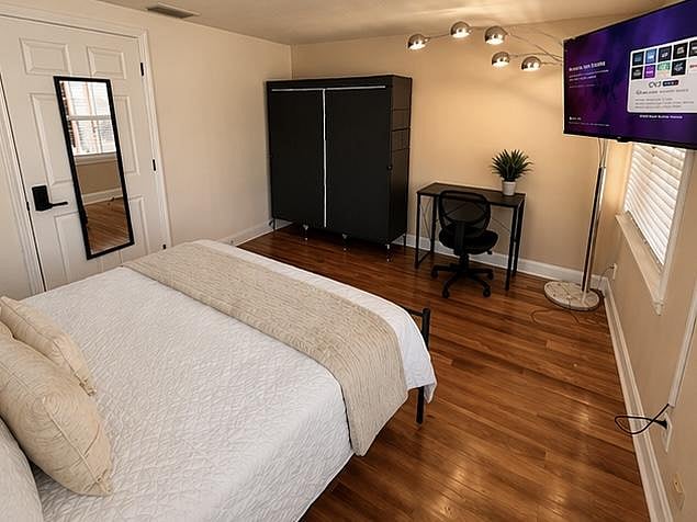 Wall-Mounted TV, Desk & Portable Closet