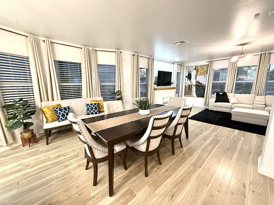 Main Floor Conference Table for Co-Working Space located in between the living area and the kitchen