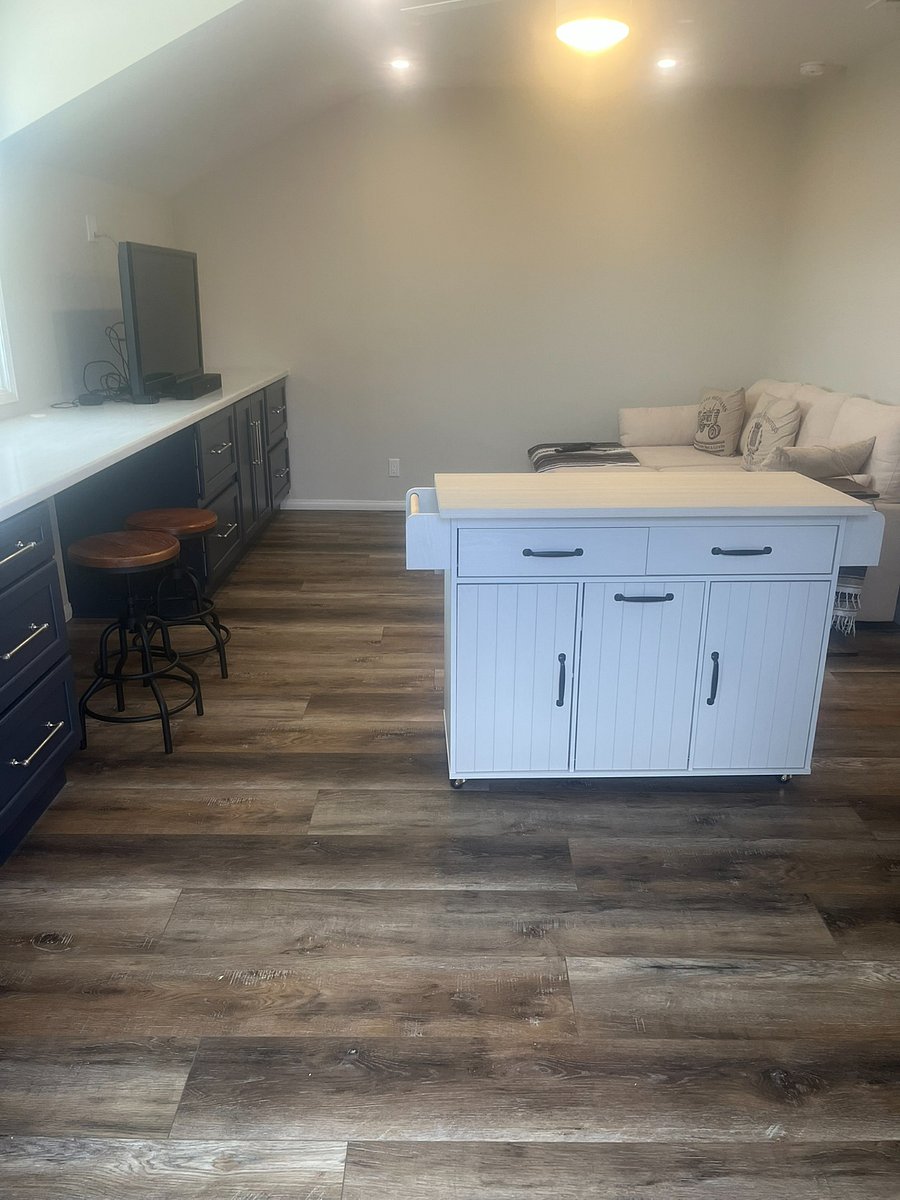 modular kitchen island that can be tucked away when not in use.