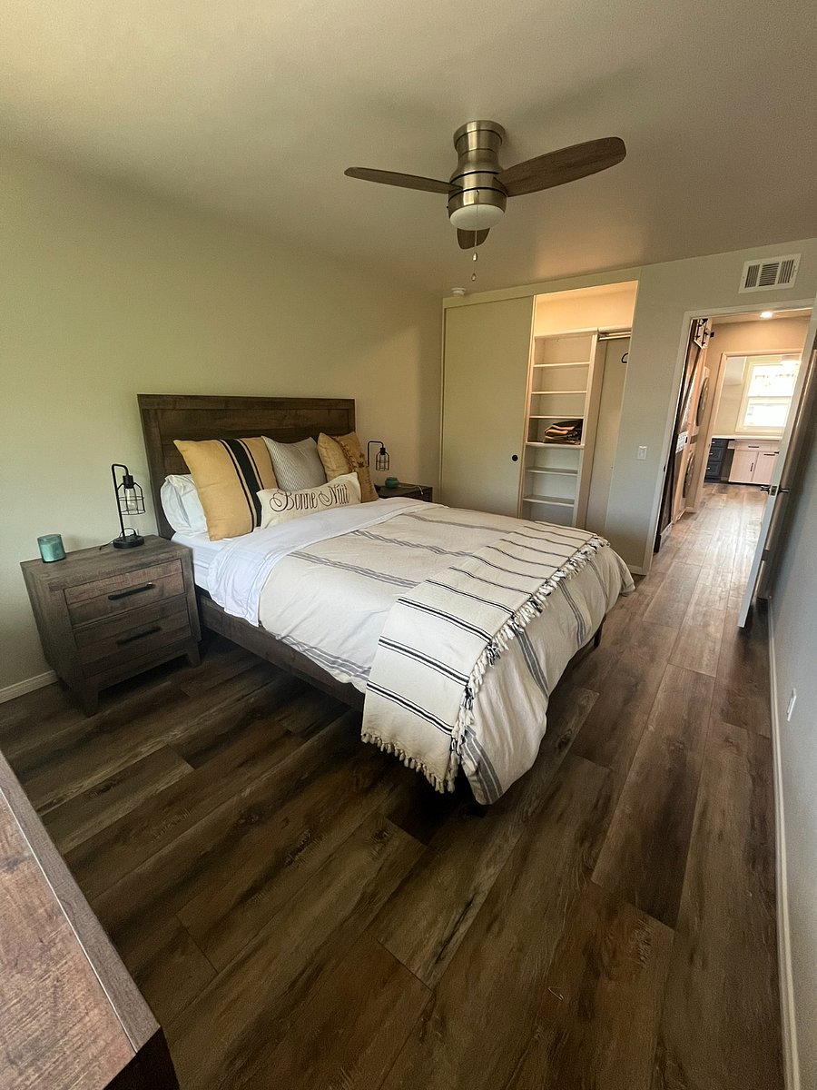 Queen size bed with full closet.