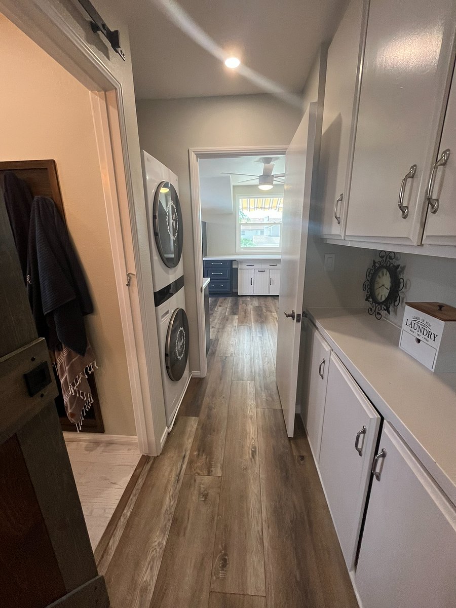 Hallway between Bedroom & Kitchen/living room with lots of storage.