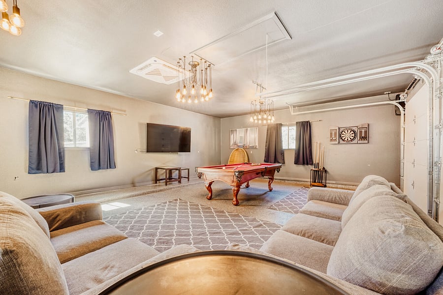 Game room with half bath