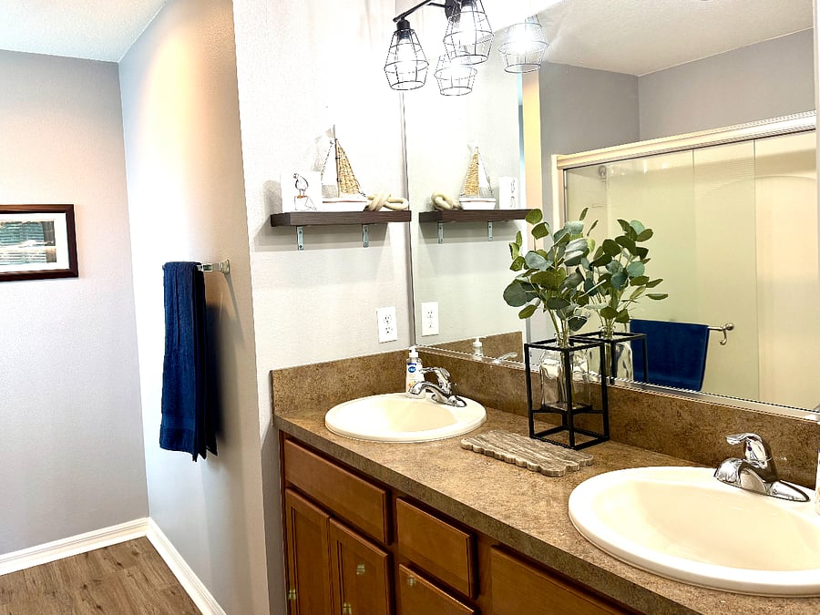 Master Ensuite Bathroom w/ Dual Sinks, Private Closed-off Commode and Walk-in Shower