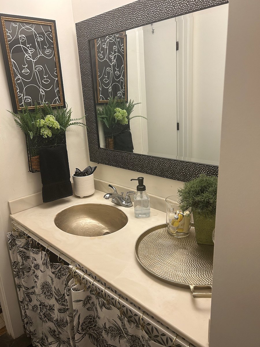 Primary bath with separate sink and seated vanity/mirror