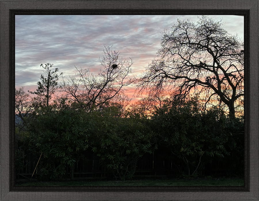 Sunset from the living room, bedroom, loft, and patio