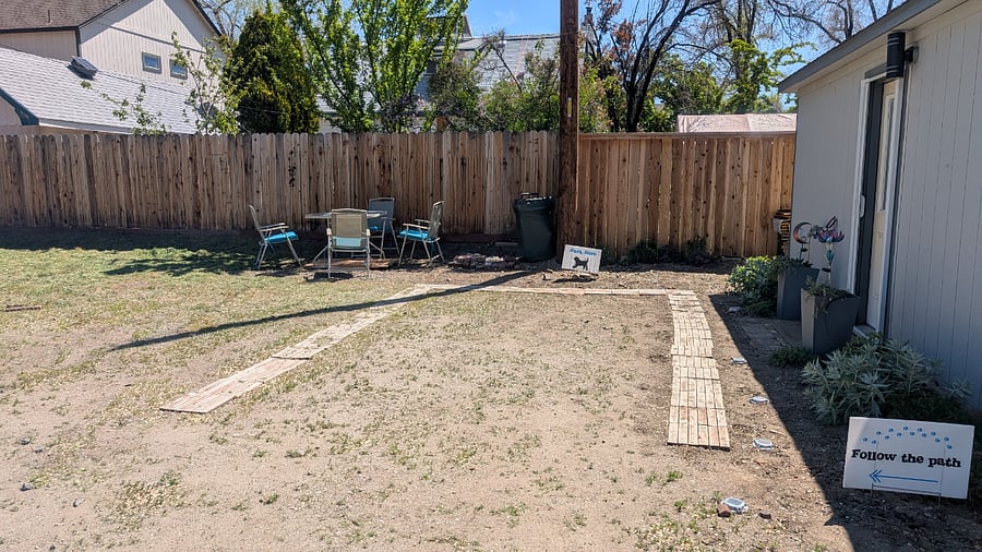 This is the outside parking space and you can see the table and chairs at the top of the photo slightly to the right of the parking space.