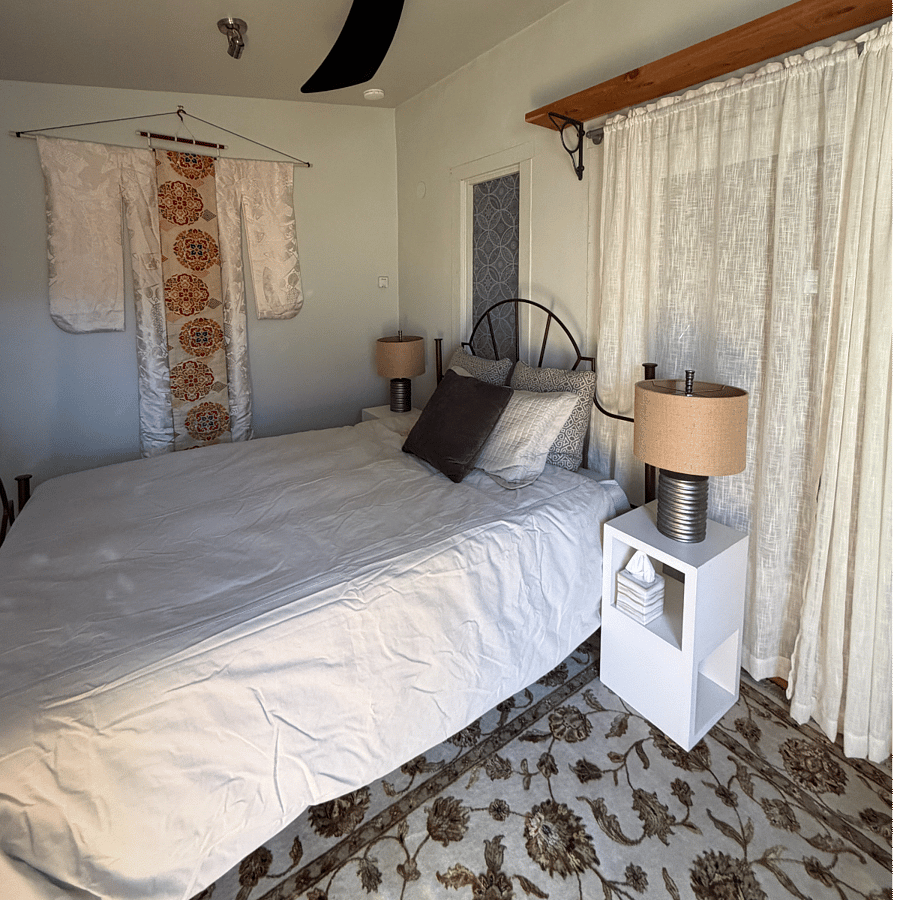 Bedroom with Queen bed, new Denver Mattress and pillowtop