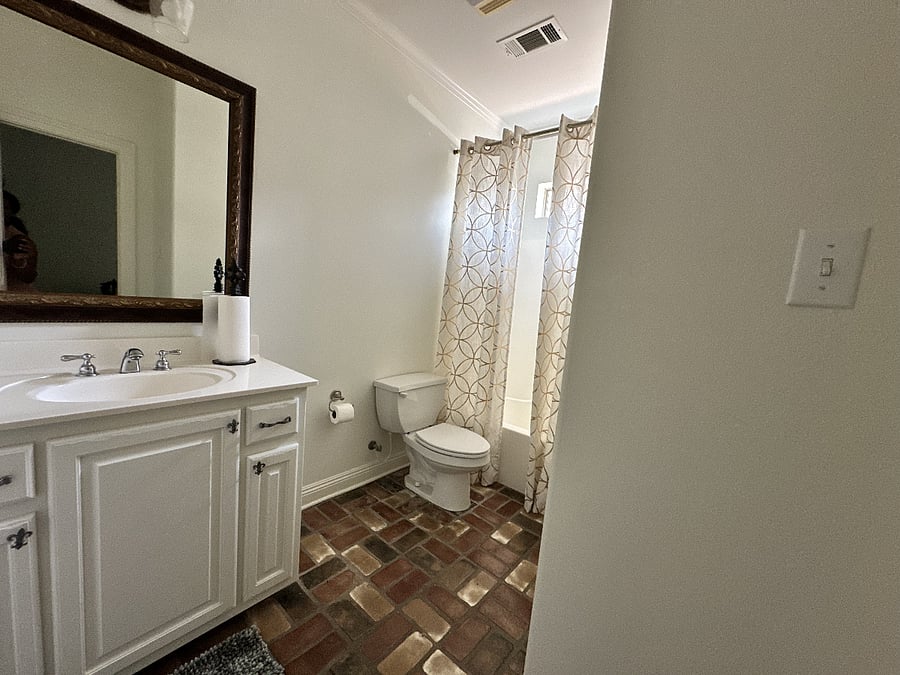Full Bath connects to Bedroom with Full Sized Bed