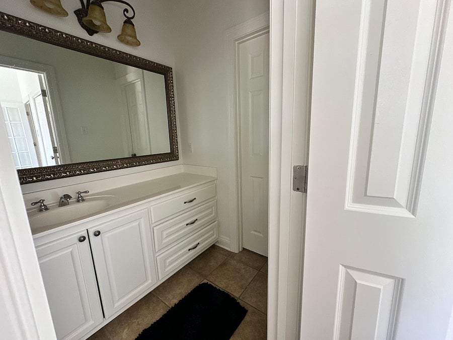 Jack & Jill Bath connects Queen Bedroom and Office/Guest Suite