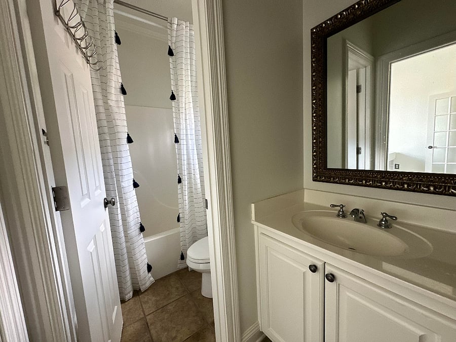 Jack & Jill Bath connects Queen Bedroom and Office/Guest Suite
