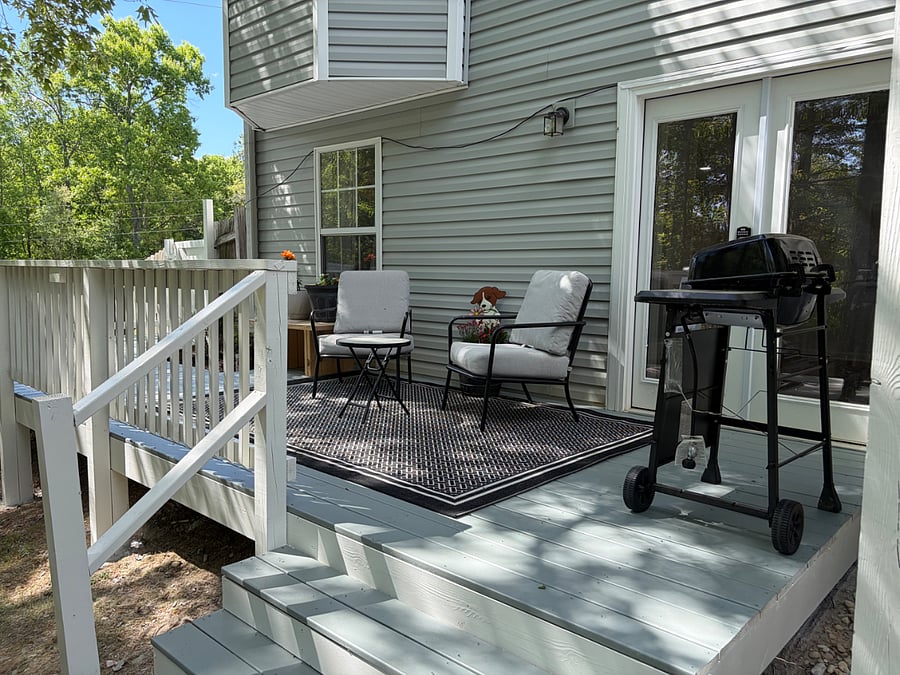 Private balcony with seating and personal grill