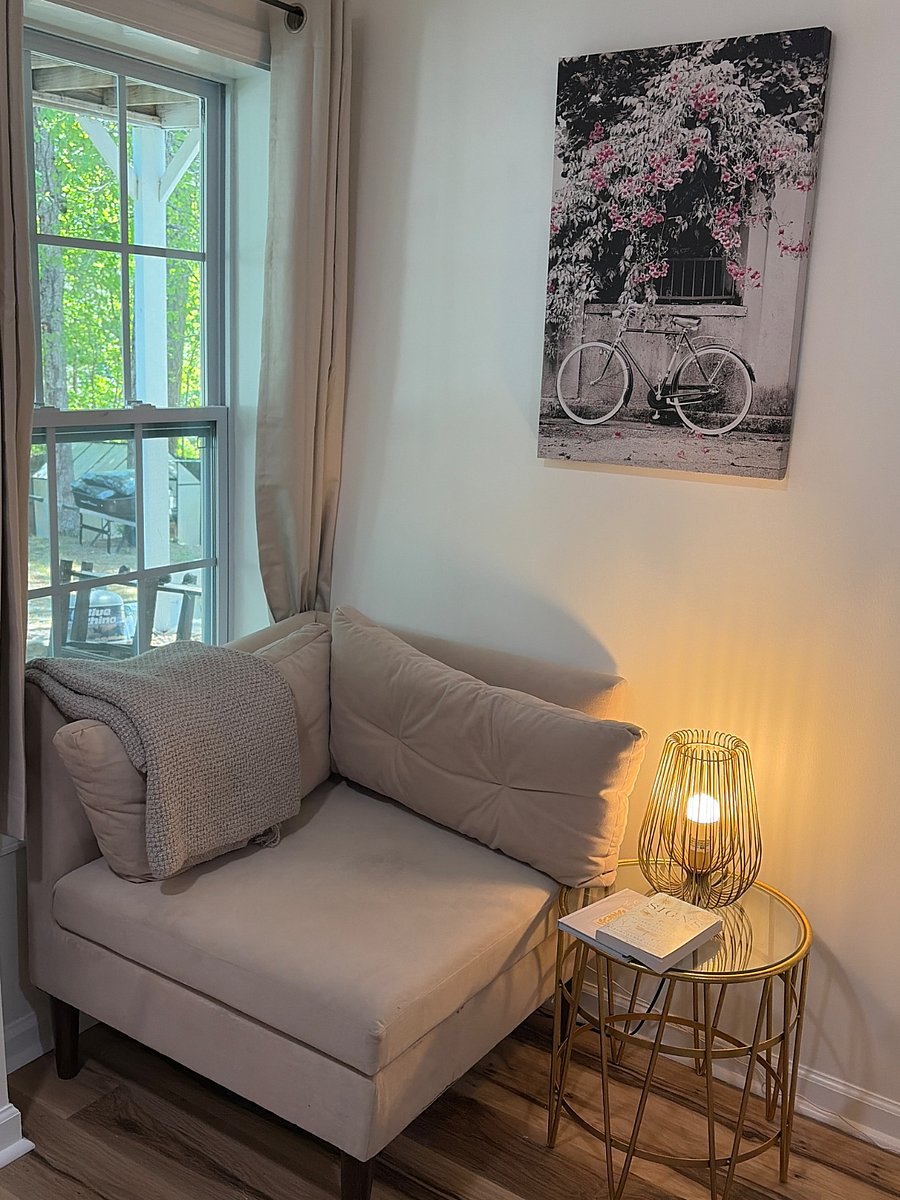 Cozy reading corner perfect for unwinding after long shifts