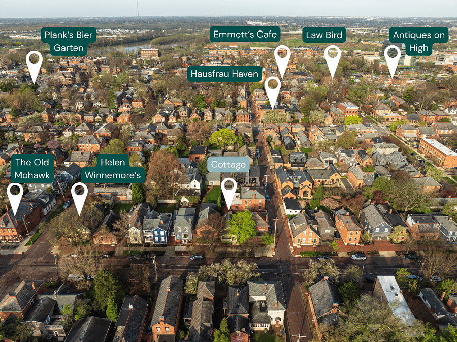 Located in the heart of German Village - the best restaurants, coffee shops, parking, parks, and other conveniences in ALL directions! Near downtown and area hospitals, too!