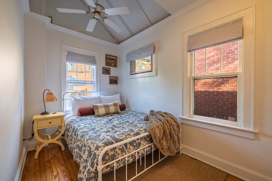 The quiet, off-street bedroom with luxury memory foam mattress and room darkening shades