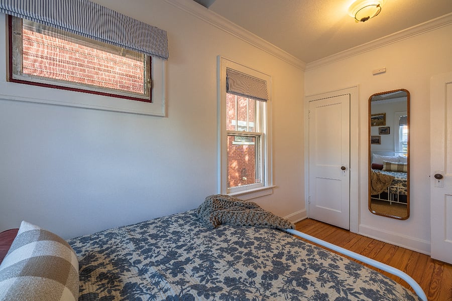 The quiet, off-street bedroom with luxury memory foam mattress and room darkening shades