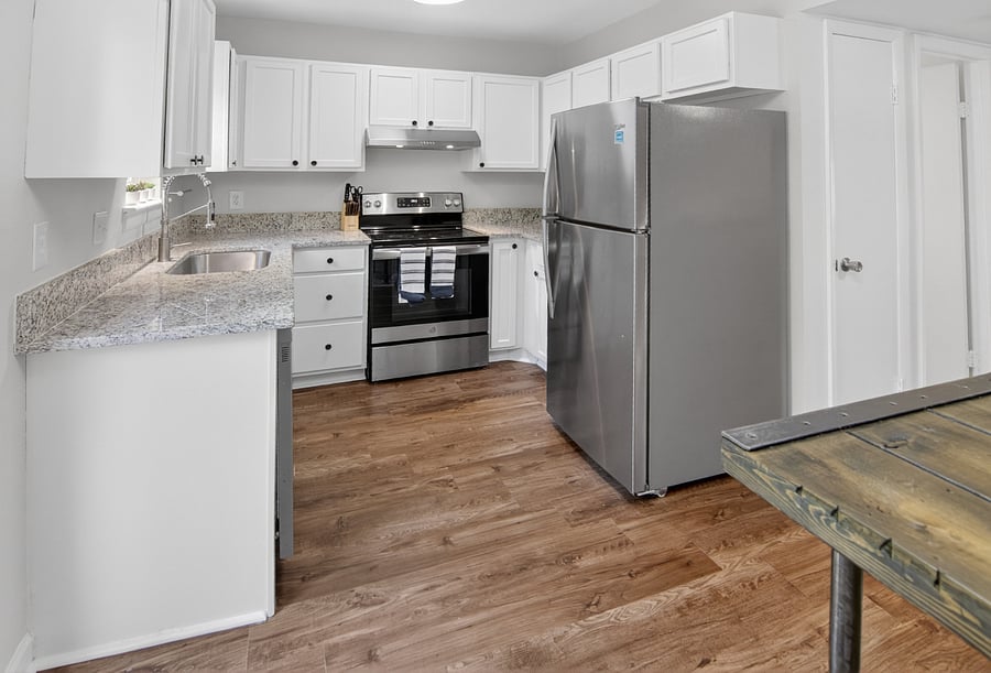 Kitchen view from dining area.