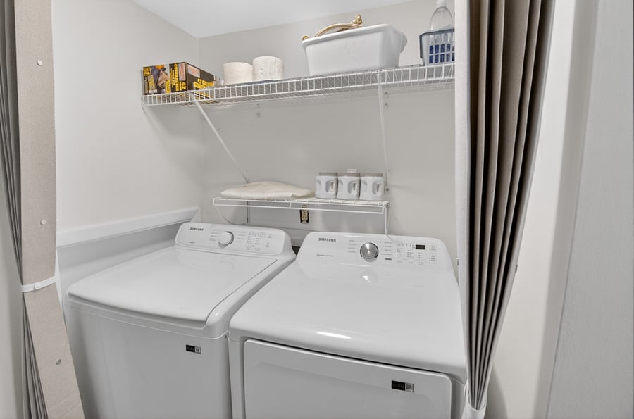 Washer and dryer included in the unit.