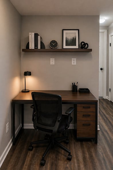 Office space located in lower level living area