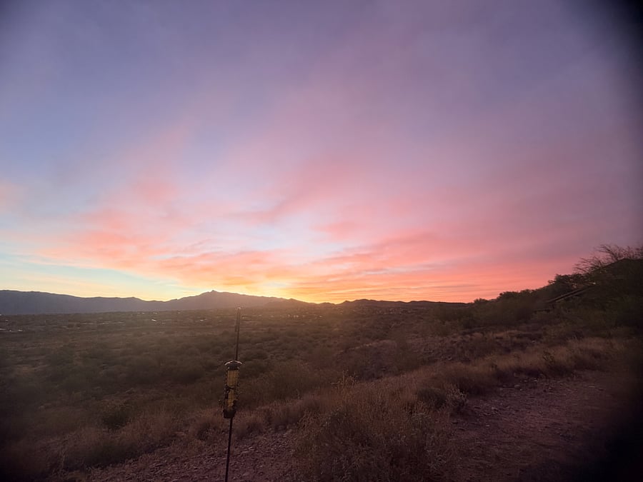 amazing sunrises and sunsets viewable from the very private back yard!