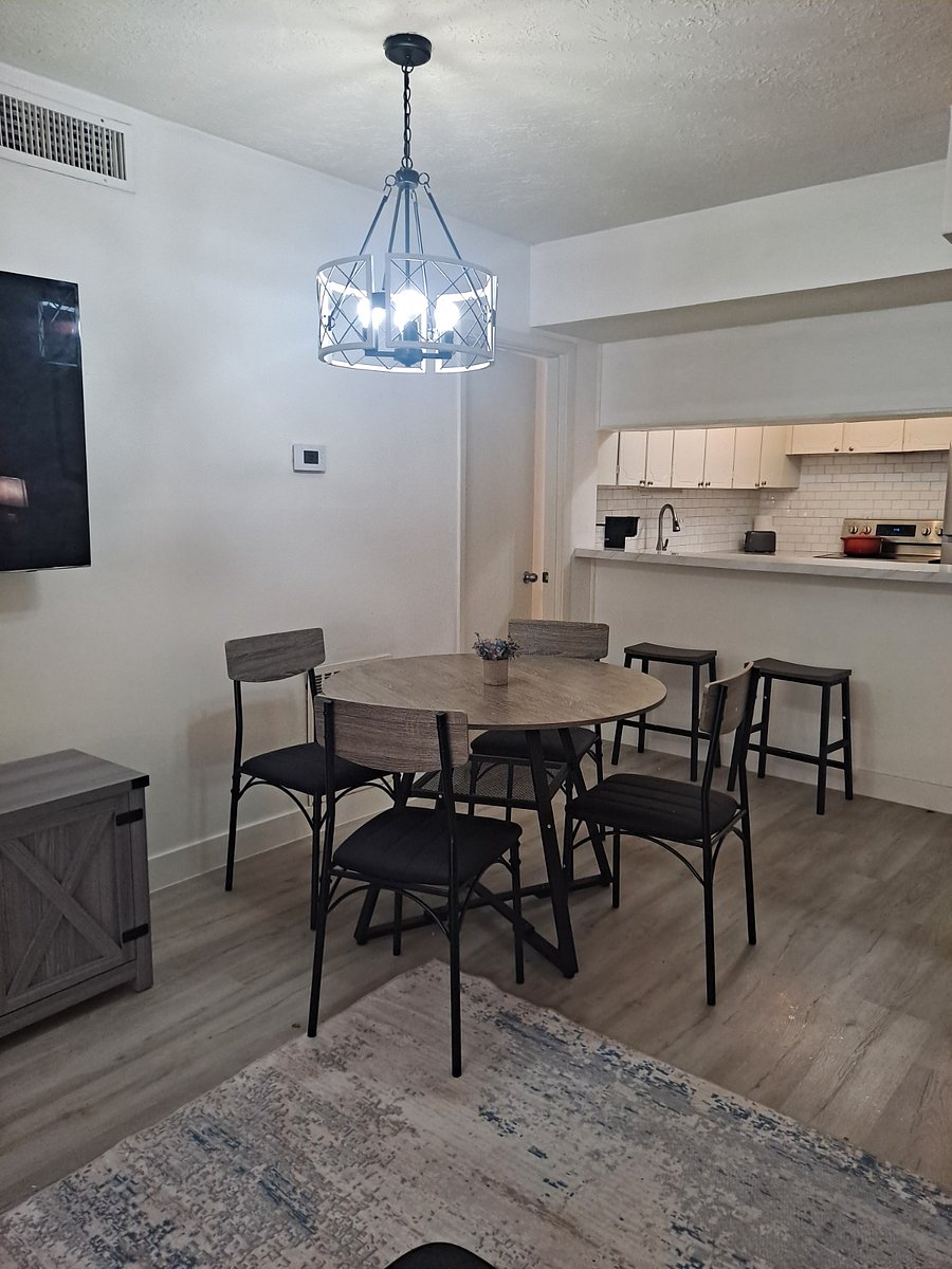 Bright dining space ideal for meals or remote work