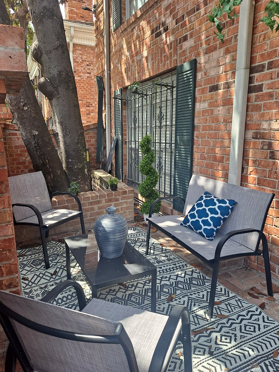 Private brick patio perfect for morning coffee or relaxing after work