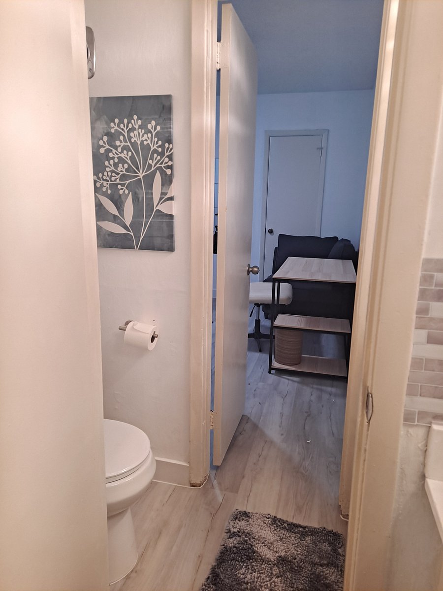 Restroom leading in to bonus office/wellness room