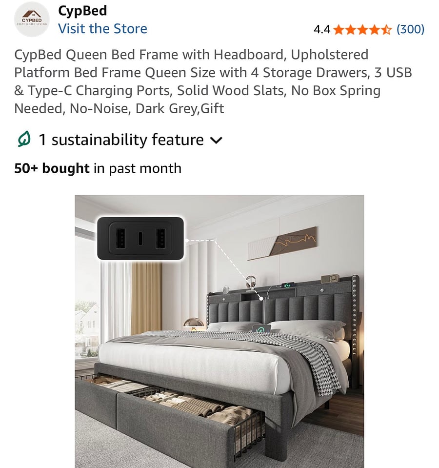 Queen Bed with storage