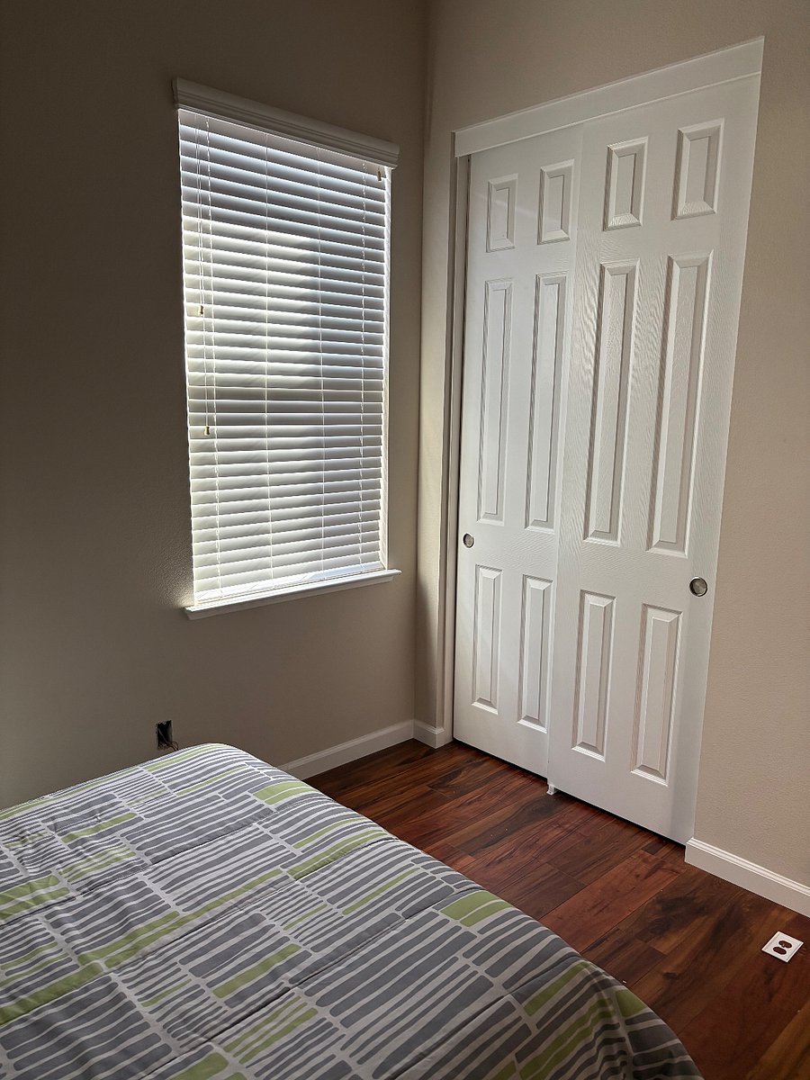 The windows in the bedrooms usually stay closed because the view is of the wooden fence 6' away but it stays cool in the summer!