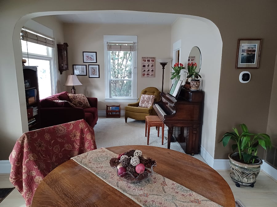Dining room looking into living room