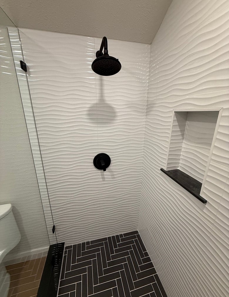 new tiled walk in shower 