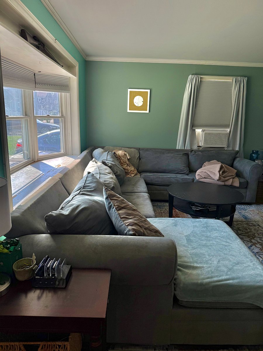 Living room sofa and bay window