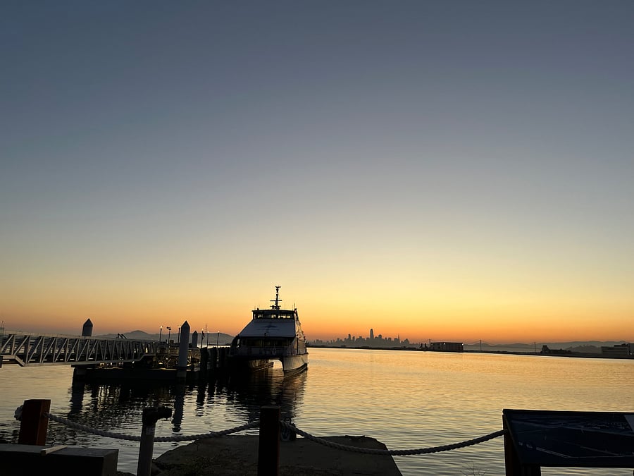 Scenic, beautiful ferry ride from the Alameda ferry to the San Francisco ferry building