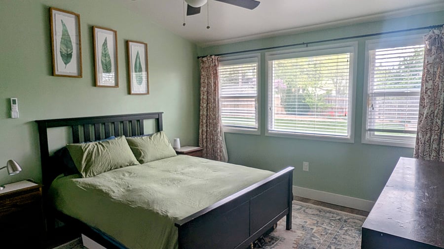 Primary bedroom (furnished with a queen bed).
