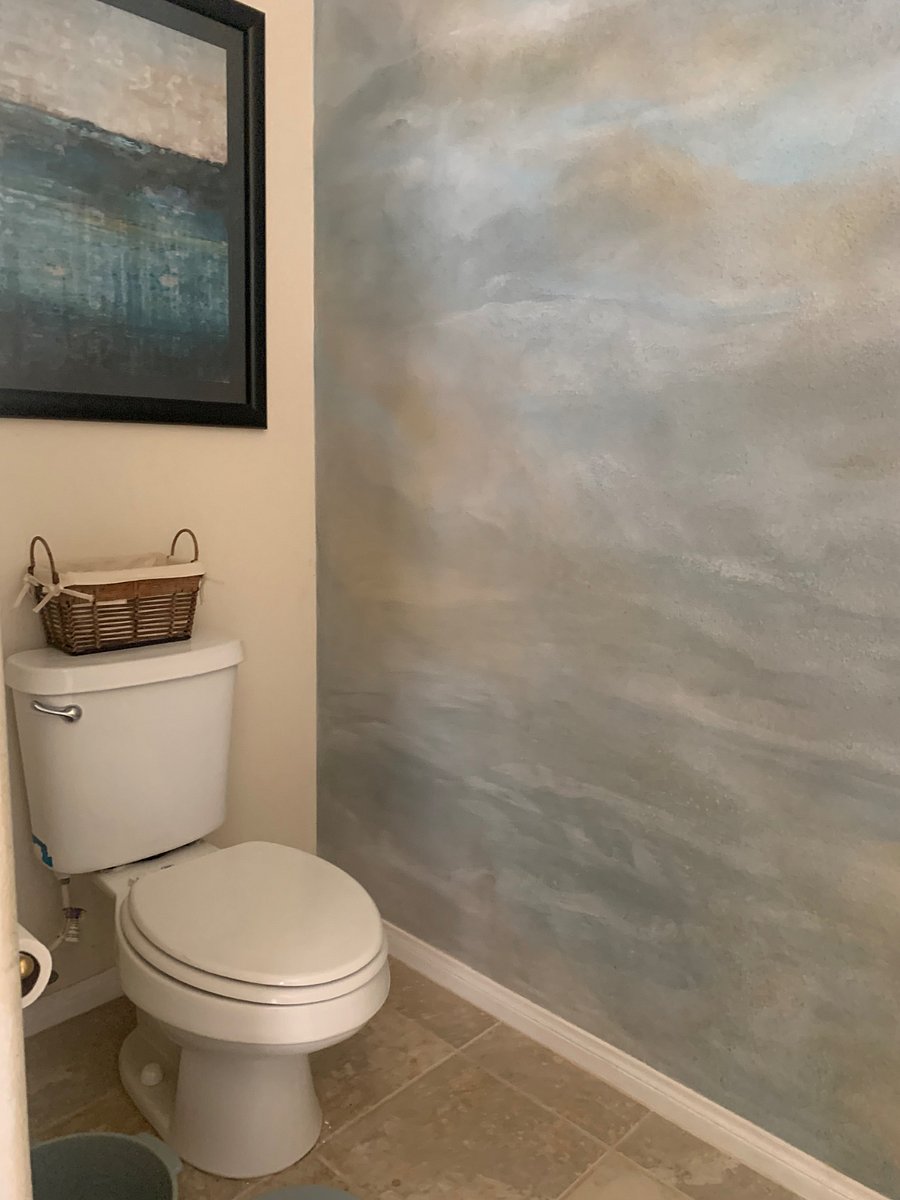 Artistc, hand painted Master bathrm walls