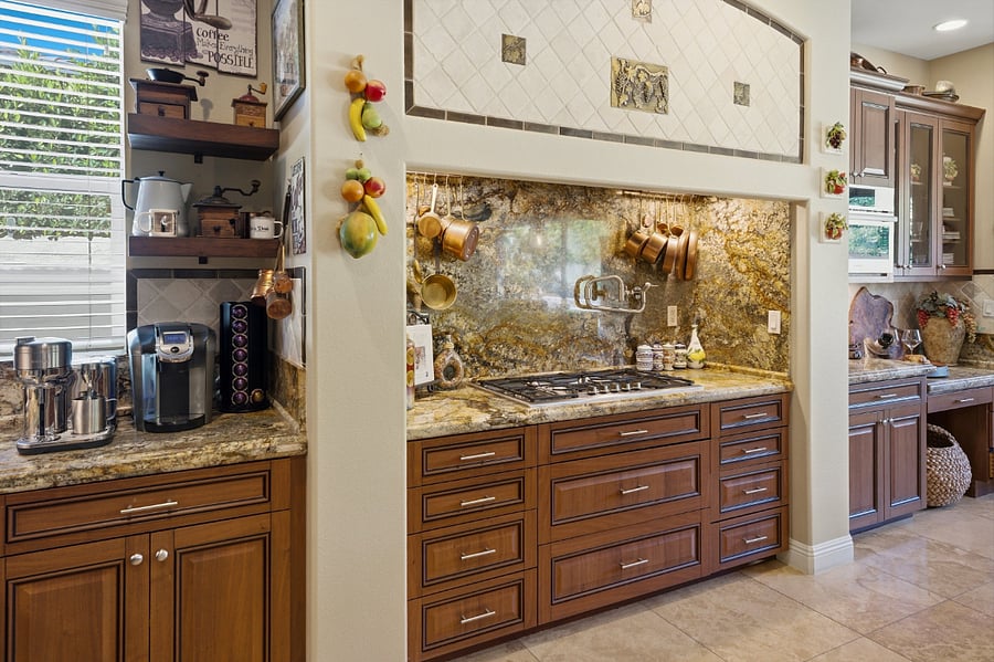 Kitchen with many amenities and storage.